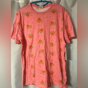 Men’s pink Urban Heritage Festival tee shirt with watermelon pattern. Size L